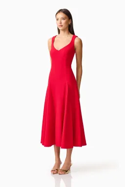 Lila A-Line Midi Dress in Red by Elliatt Size S for rent on The Volte - image 5