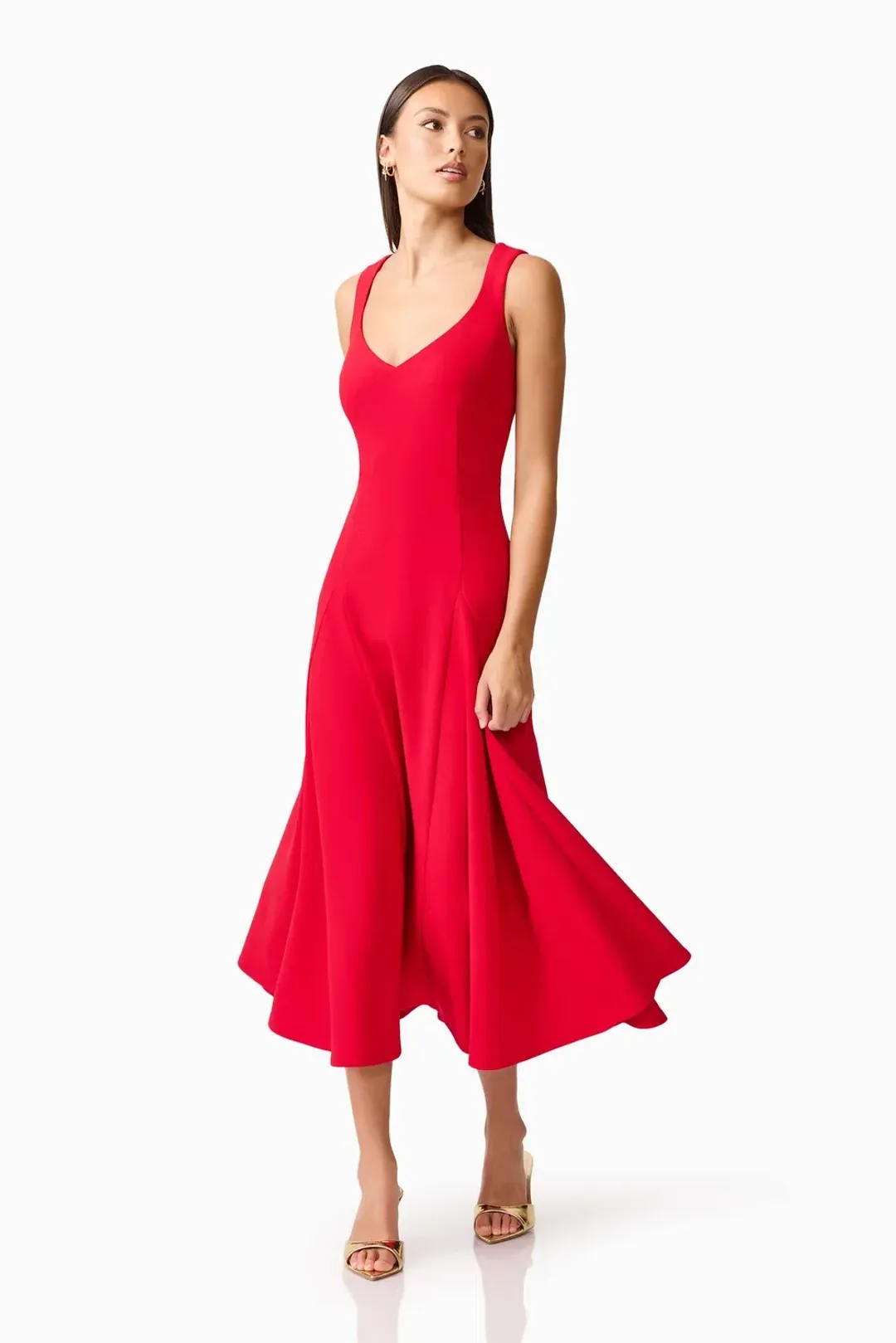 Lila A-Line Midi Dress in Red by Elliatt Size S for rent on The Volte - main image