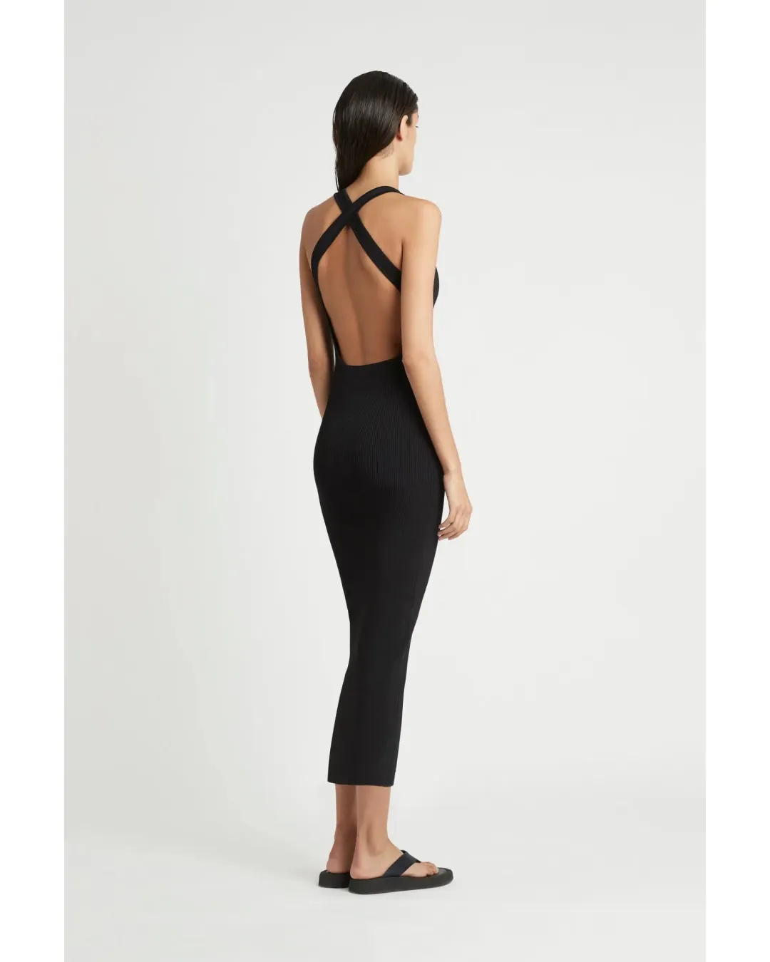 Sir The Label Marcelle Open Back Midi Dress Black Size AU 6  for rent on The Volte - main image