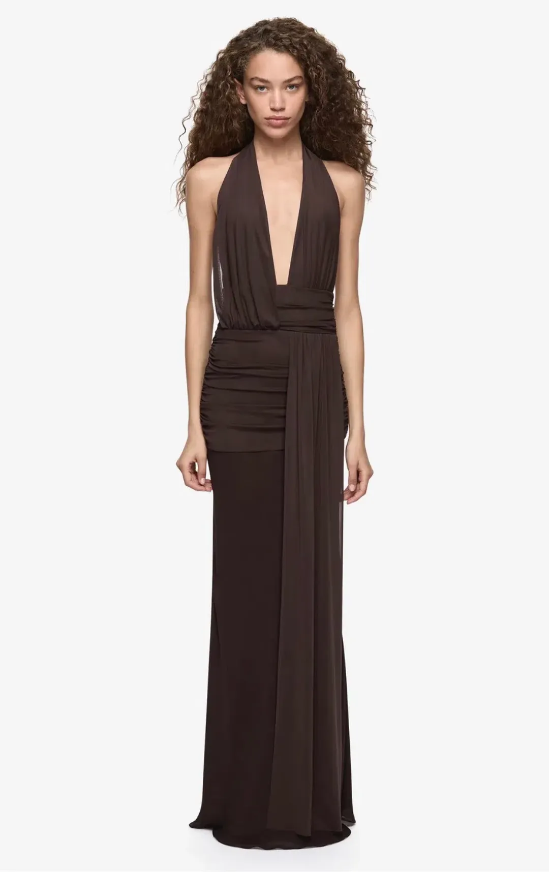 Bec & Bridge Cassis drape maxi dark chocolate size 10 for rent on The Volte - main image
