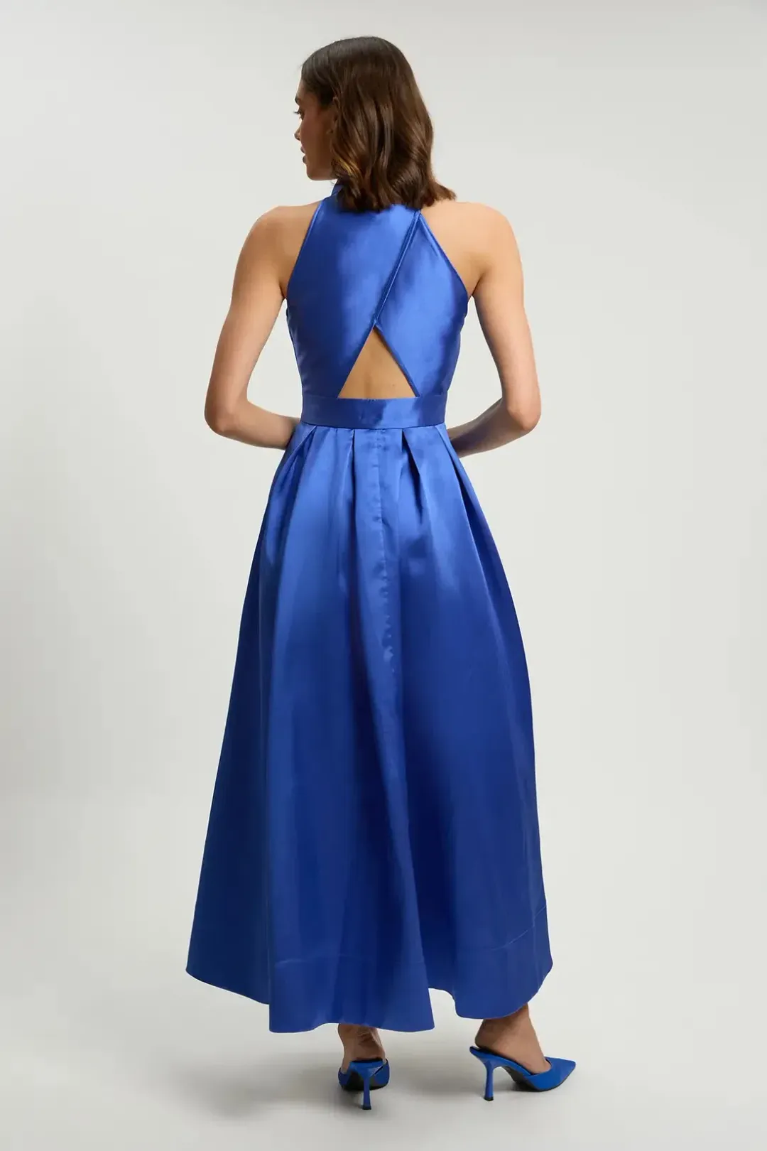 Karen Millen Forever Twill Collared Maxi Dress; cobalt; size 10 for rent on The Volte - main image