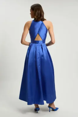 Karen Millen Forever Twill Collared Maxi Dress; cobalt; size 10 for rent on The Volte - image 3