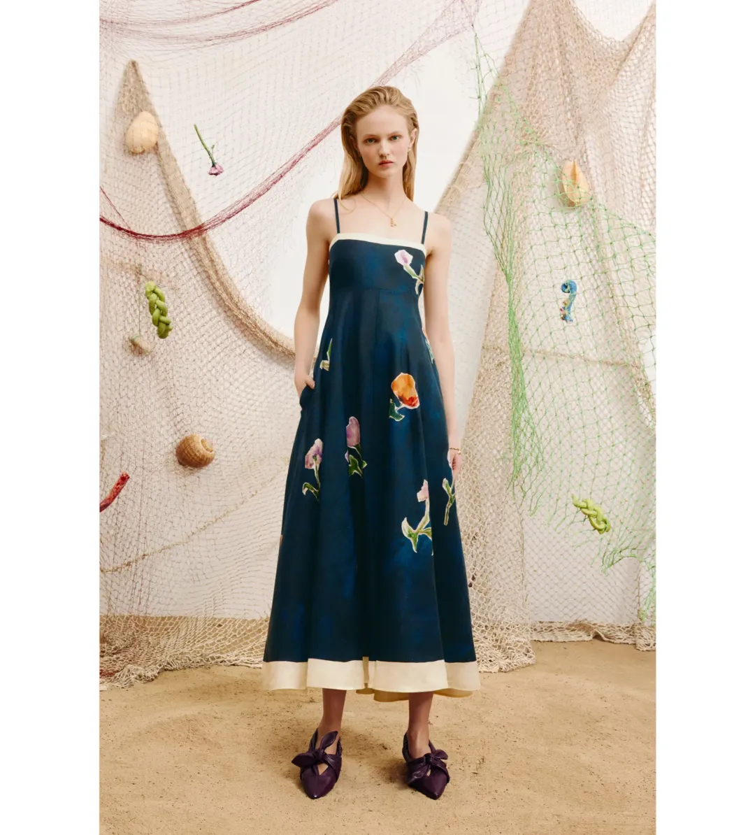 Alemais Sophie Sundress in Navy Floral Size AU12 for rent on The Volte - main image