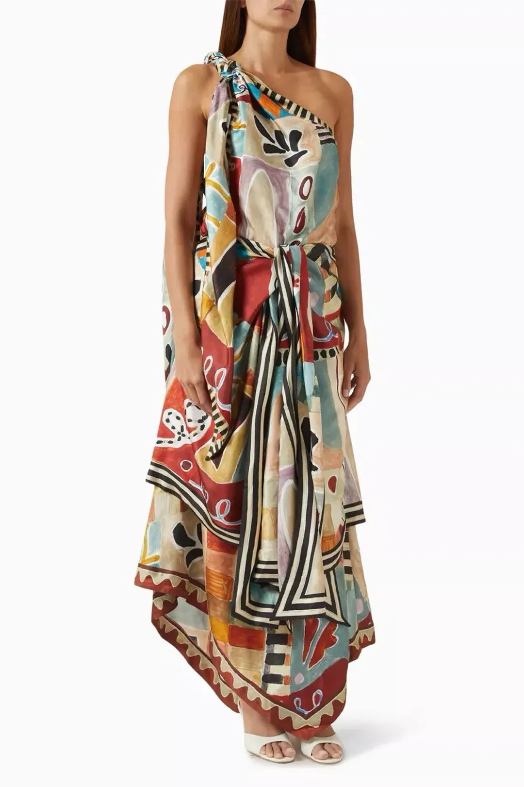 Alemais Michelle Scarf Silk Midi Dress Multi Size 8 AU for rent on The Volte - main image