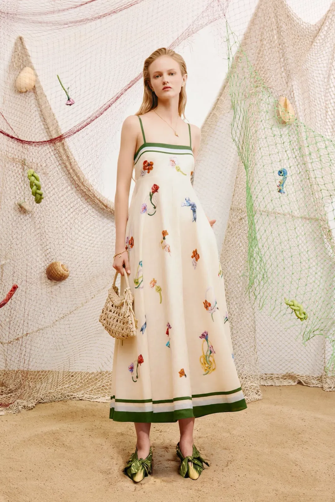 Alemais Florero Printed Linen Sundress in Cream Multi Size AU 12 for rent on The Volte - main image