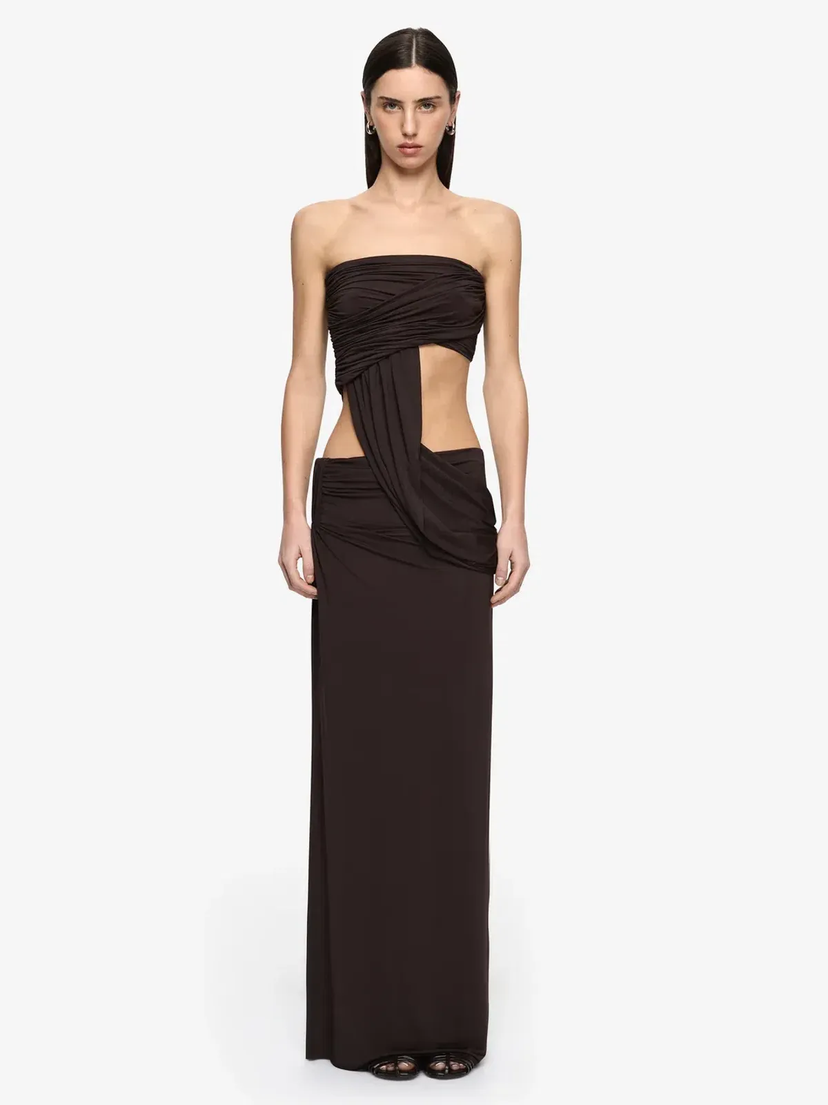 Bec & Bridge Niko Top & Skirt Set Dark Brown Size S (8) for rent on The Volte - main image