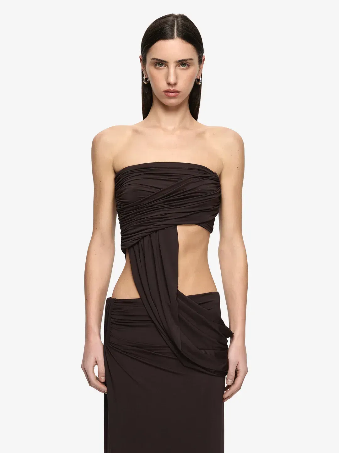 Bec & Bridge Niko Top & Skirt Set Dark Brown Size S (8) for rent on The Volte - main image
