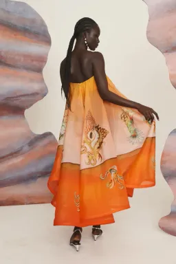 ALEMAIS Neptuna Silk Strapless Gown Orange Size 10 AU for rent on The Volte - image 3