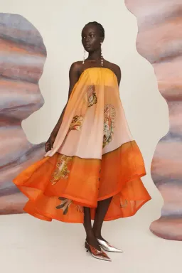 ALEMAIS Neptuna Silk Strapless Gown Orange Size 10 AU for rent on The Volte - image 4