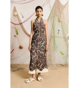 Alemais Sail Halter Midi Dress in Rope Print Size AU6 for rent on The Volte - image 1