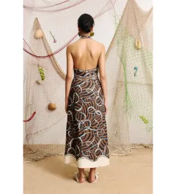 Alemais Sail Halter Midi Dress in Rope Print Size AU8 for rent on The Volte - image 2