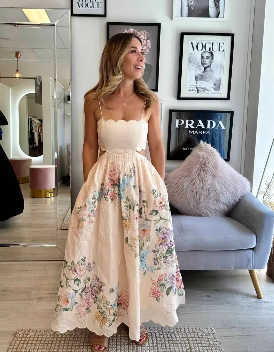 Zimmermann Halliday Scallop Midi Dress Size 1 AU 10  for rent on The Volte - main image