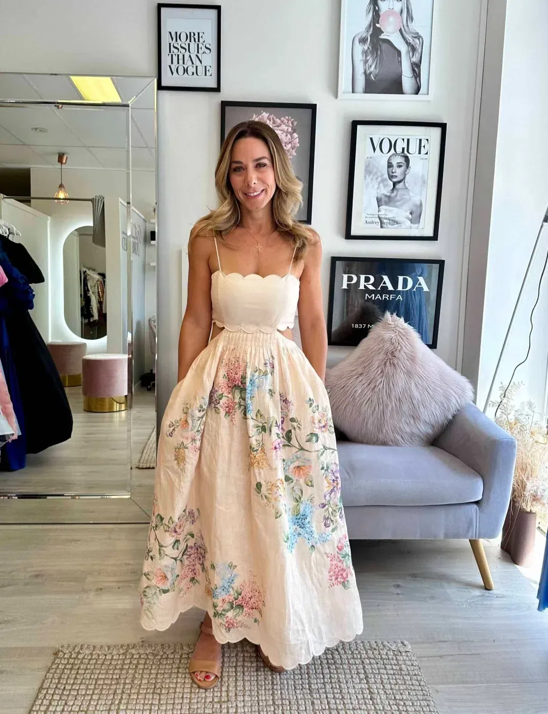 Zimmermann Halliday Scallop Midi Dress Size 1 AU 10  for rent on The Volte - main image
