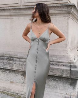 Shona Joy La Lune Bias Slip Dress in Sage for rent on The Volte - image 1