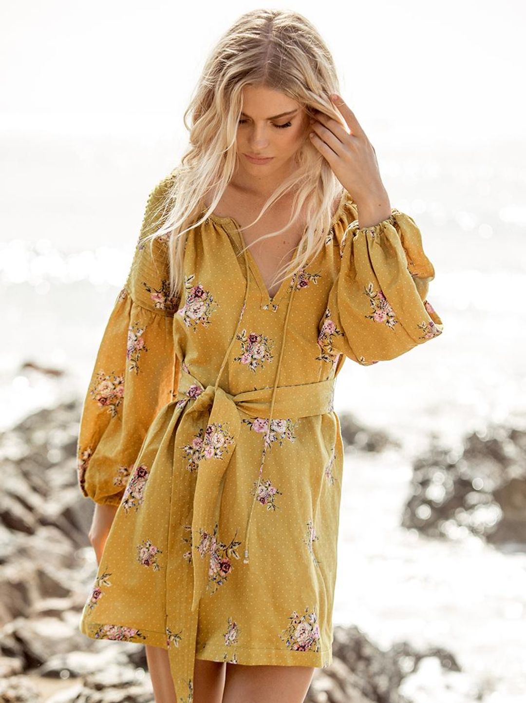 Steele - Bellflower Smock Dress Yellow Size 6 for rent on The Volte - main image