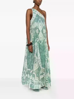 ALEMAIS Samira One Shoulder Gown Blue Print Size 10 AU for rent on The Volte - image 3