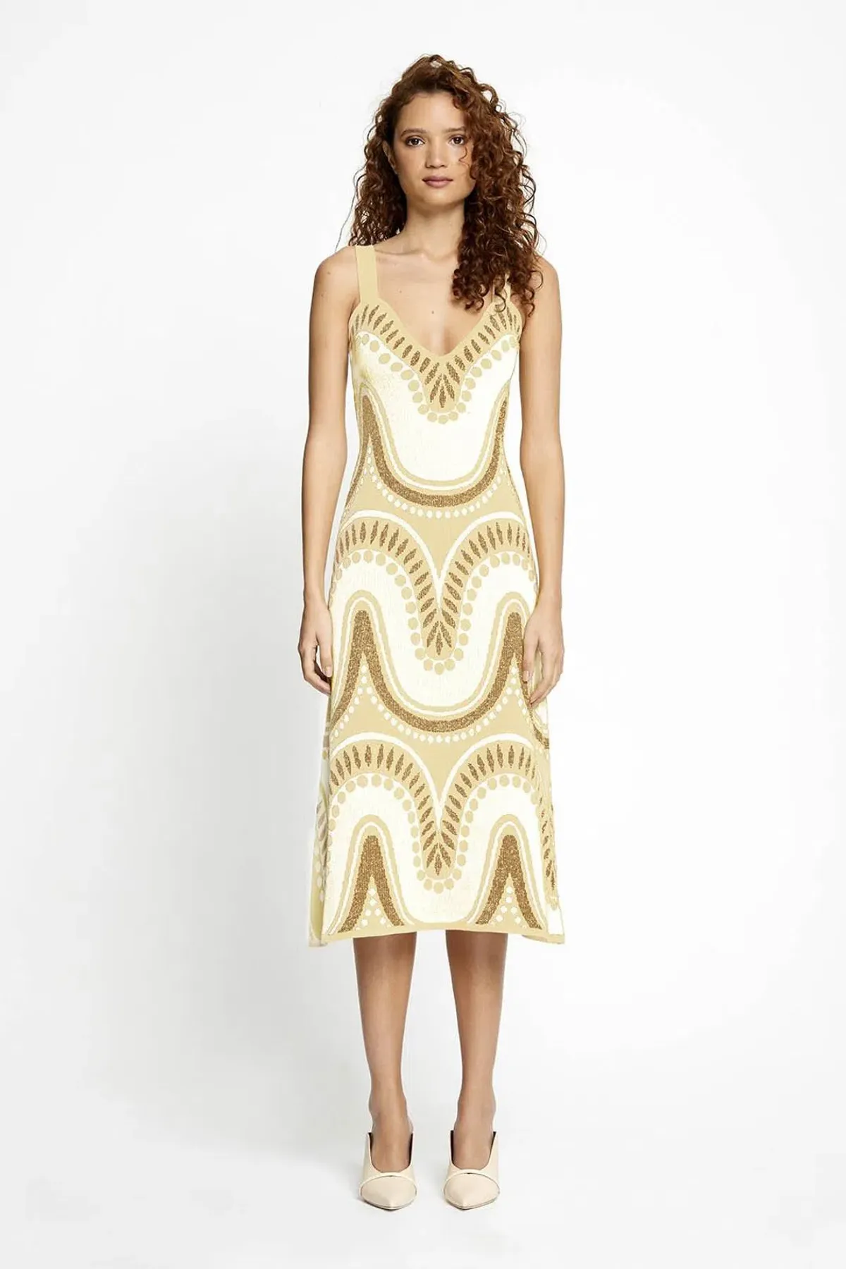 Alice McCall Windswept Midi Dress Cream Size 6 for rent on The Volte - main image