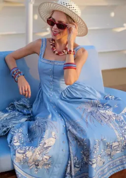 ALEMAIS Villa Romantica Midi Dress Blue Size 8 AU for rent on The Volte - image 16