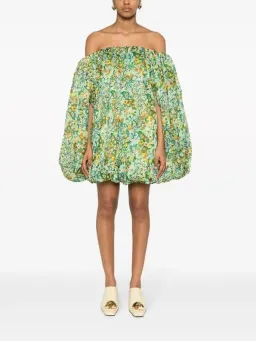 ALEMAIS Francis Bubble Mini Dress Green Floral Size 8 AU for rent on The Volte - image 5