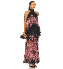 Elliatt Tulsia Cape Maxi Dress in Red and Black Multi Size S/AU8 for rent on The Volte - image 2