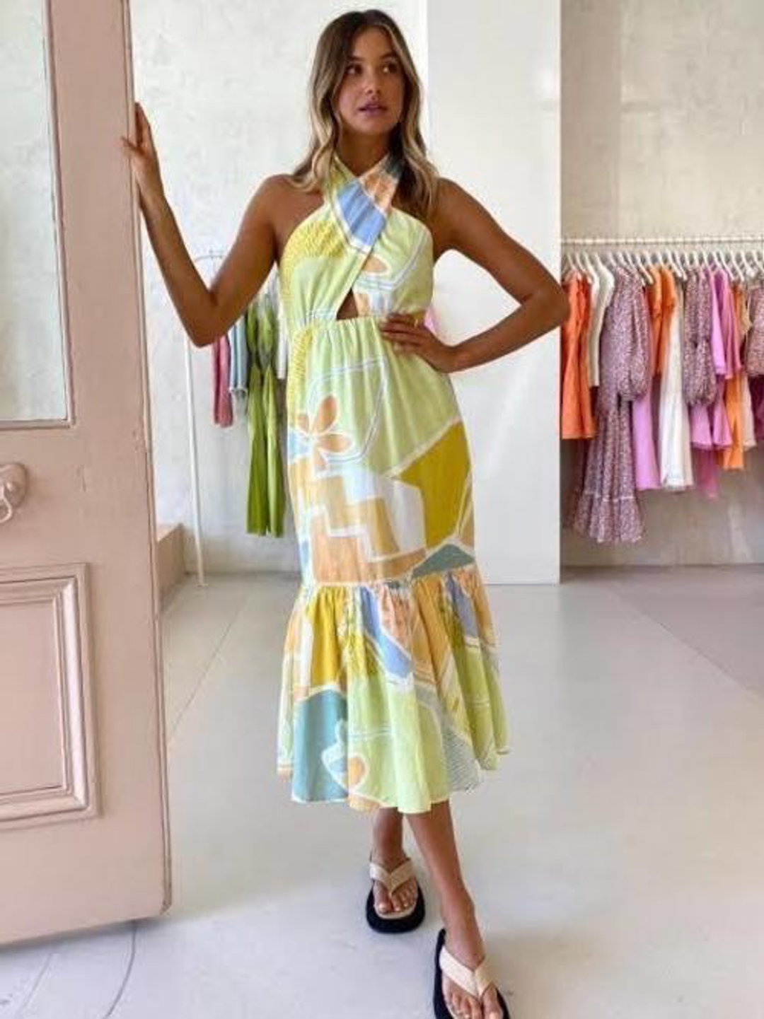 Steele Sia Midi Dress in Cabana Size XS / AU 6 for rent on The Volte - main image