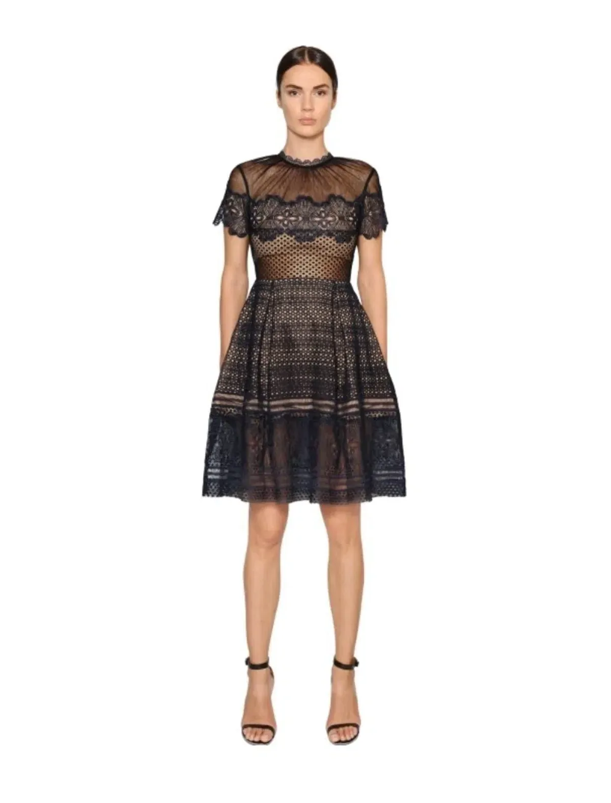 Self Portrait Felicia Embroided Midi Dress Navy Size 6 for rent on The Volte - main image