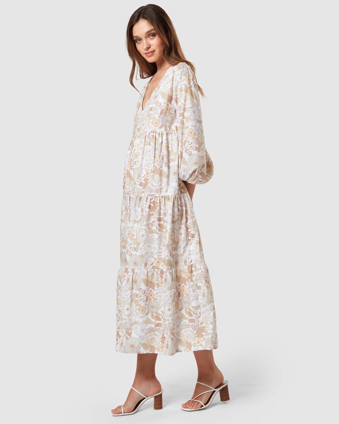 Charlie Holiday Agatha Floral Tiered Cotton Dress Print Size 8 for rent on The Volte - main image