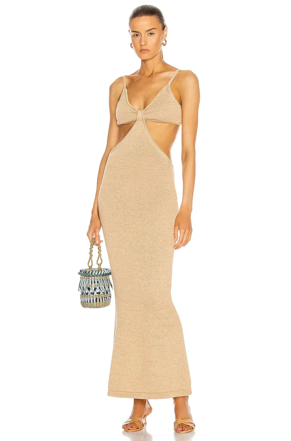 Cult Gaia Serita Knit Dress Sand Size XS for rent on The Volte - main image