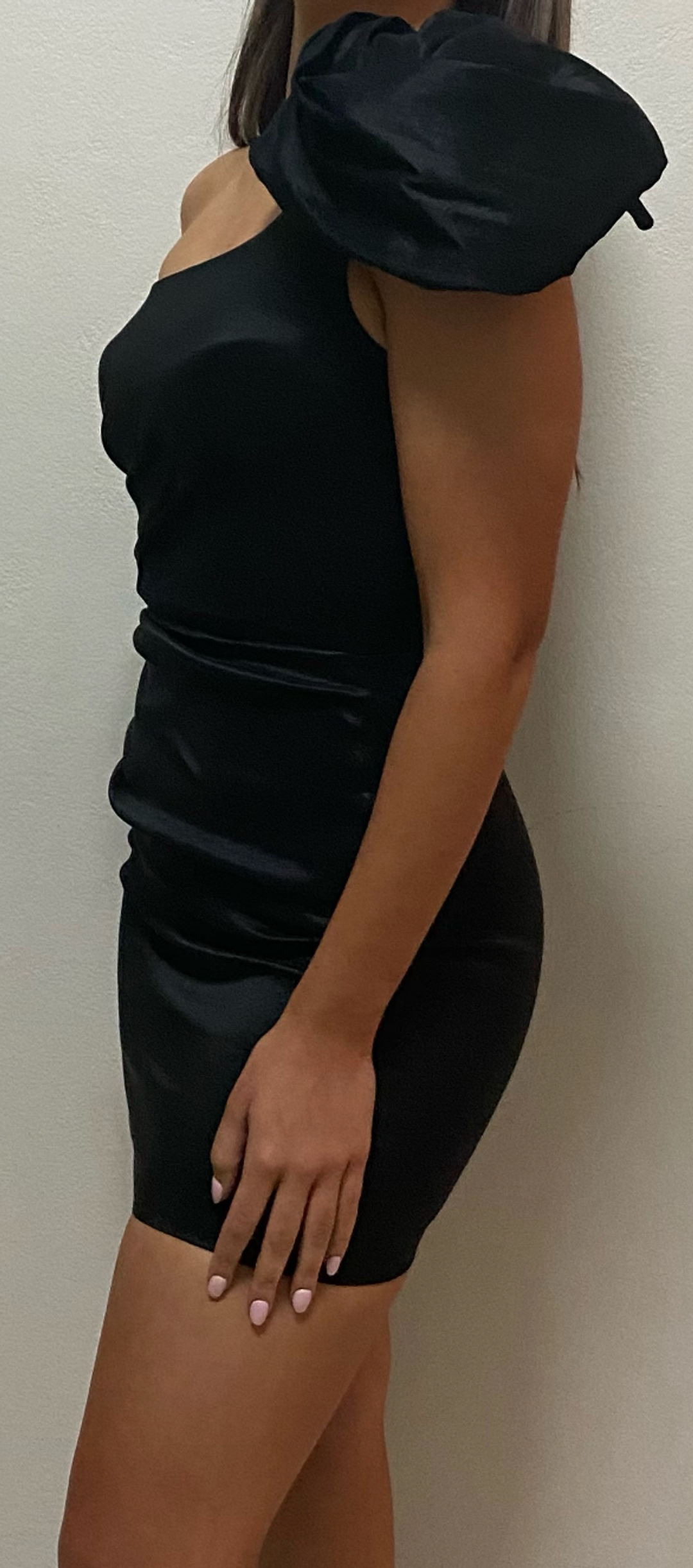 Love Nookie Candice One Shoulder Mini Dress Black Size 10 for rent on The Volte - main image