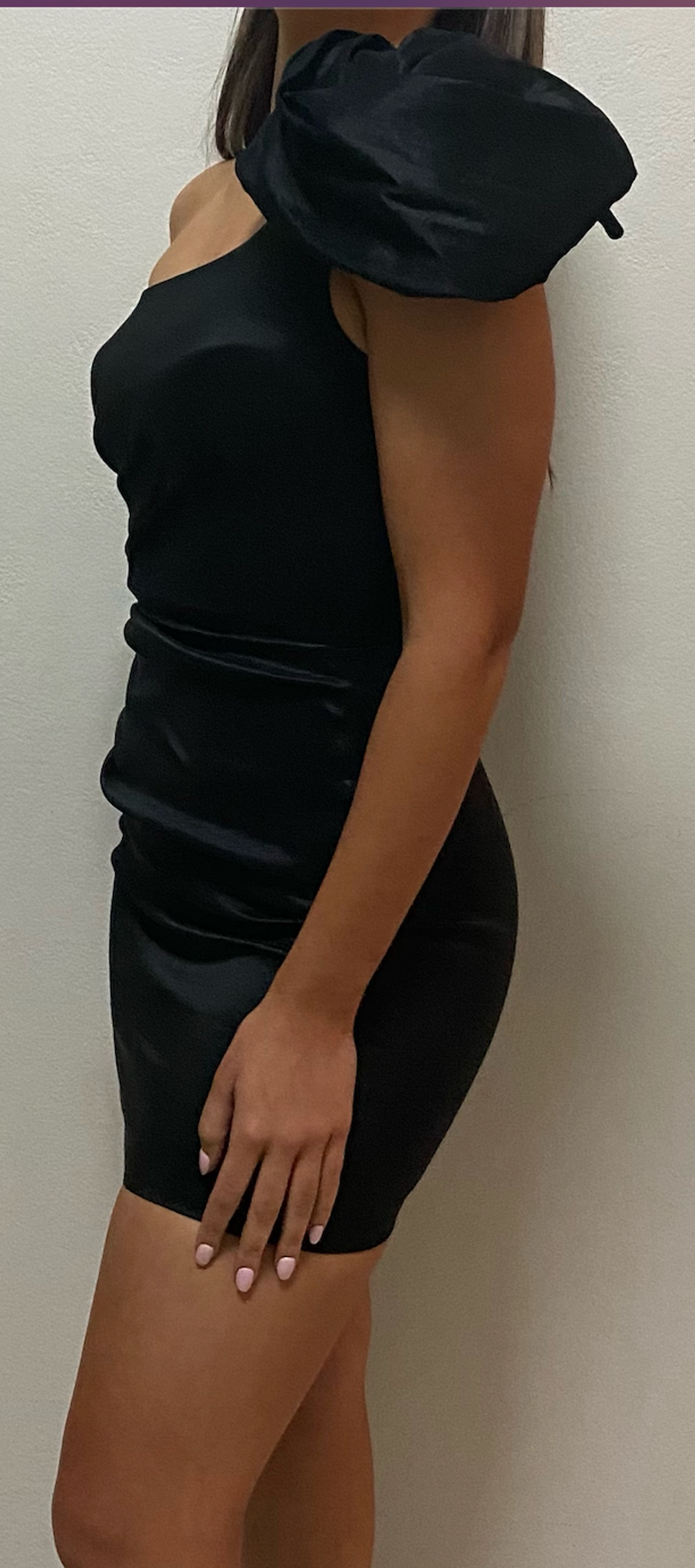 Love Nookie Candice One Shoulder Mini Dress Black Size 10 for rent on The Volte - main image