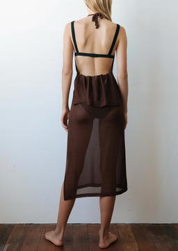 Kacey Delvin Multi Wear Temperate Midi Skirt with Single Side Split Brown Size 12  for rent on The Volte - image 2