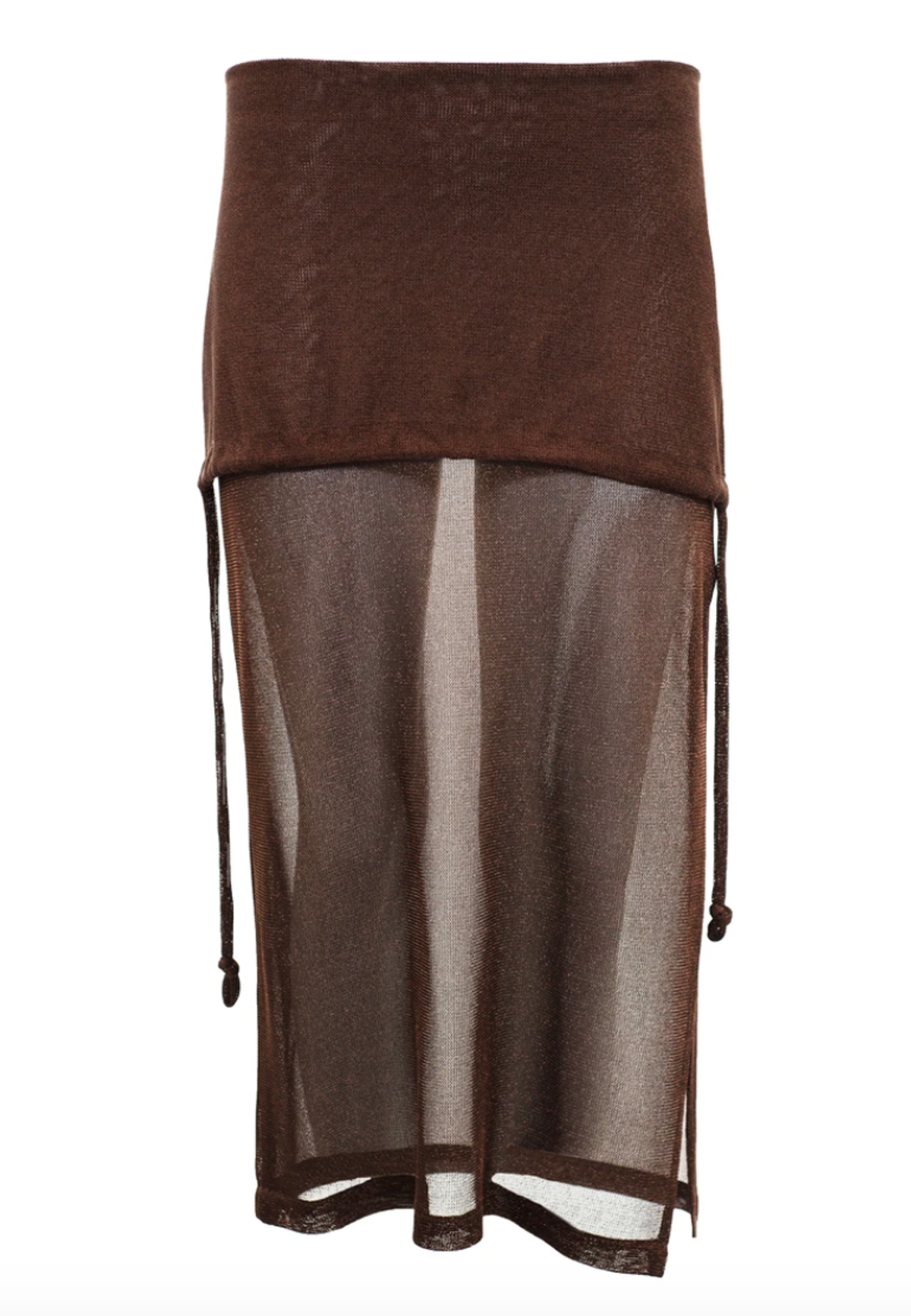 Kacey Delvin Multi Wear Temperate Midi Skirt with Single Side Split Brown Size 12  for rent on The Volte - main image