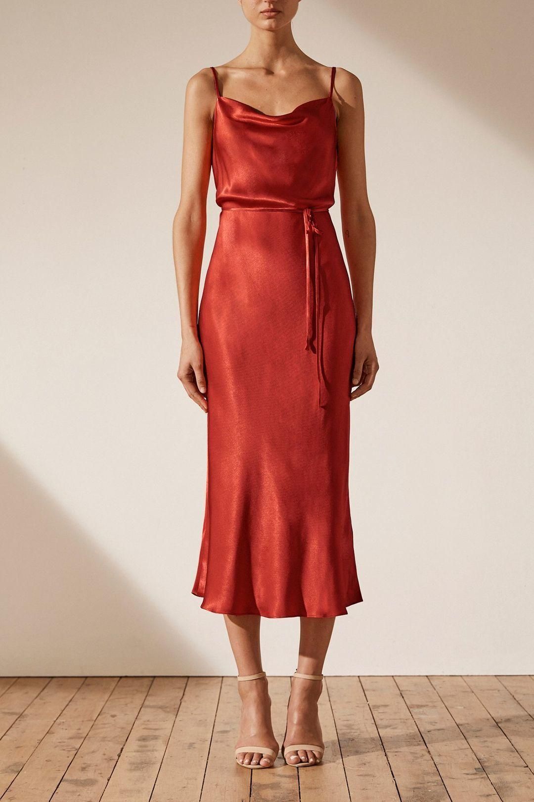Shona Joy La Lune Bias Cowl Midi Dress Dark Red Size 8 for rent on The Volte - main image