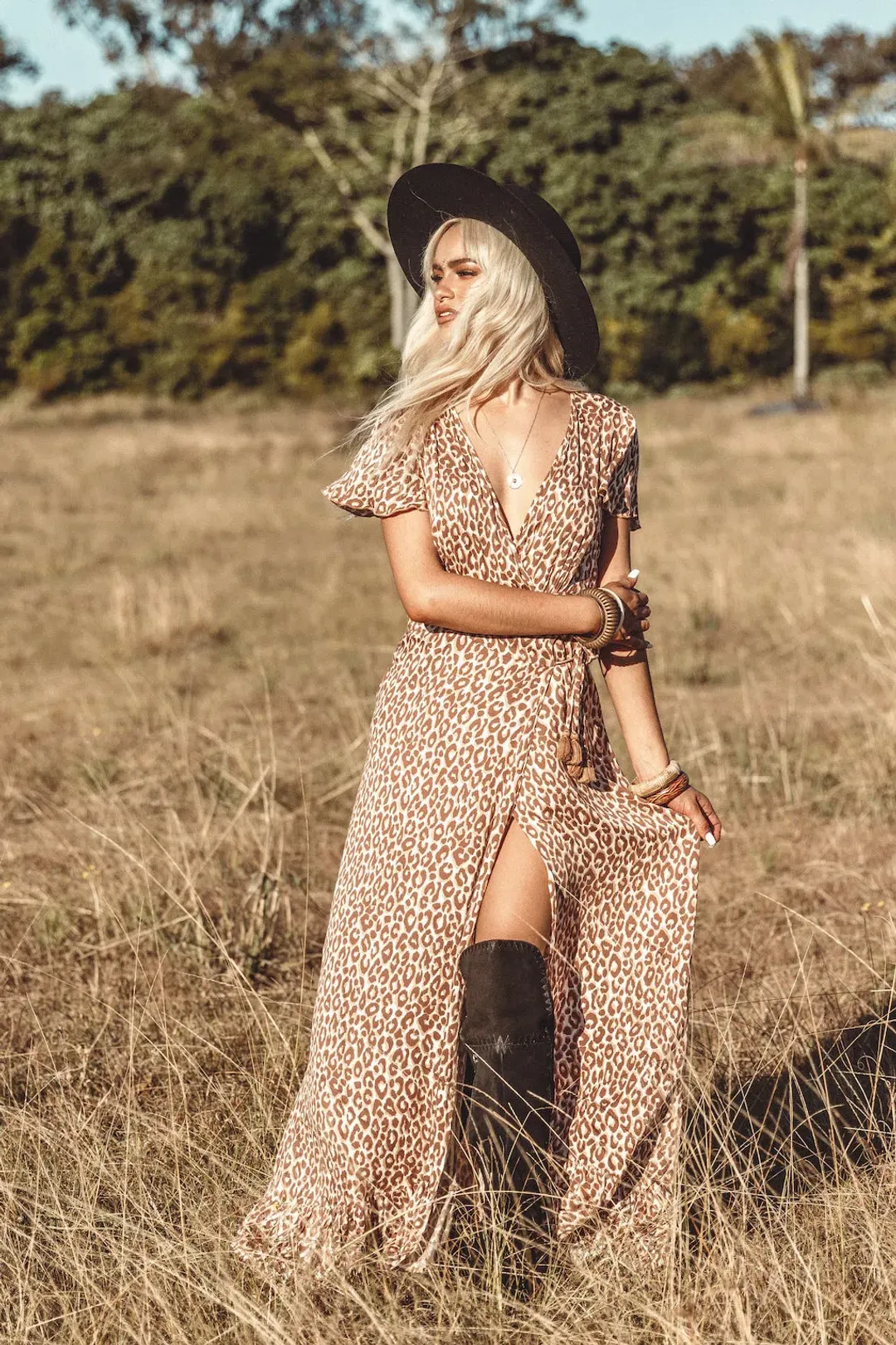 Coven & Co Feline Wrap Dress Leopard Print Size 6 for rent on The Volte - main image