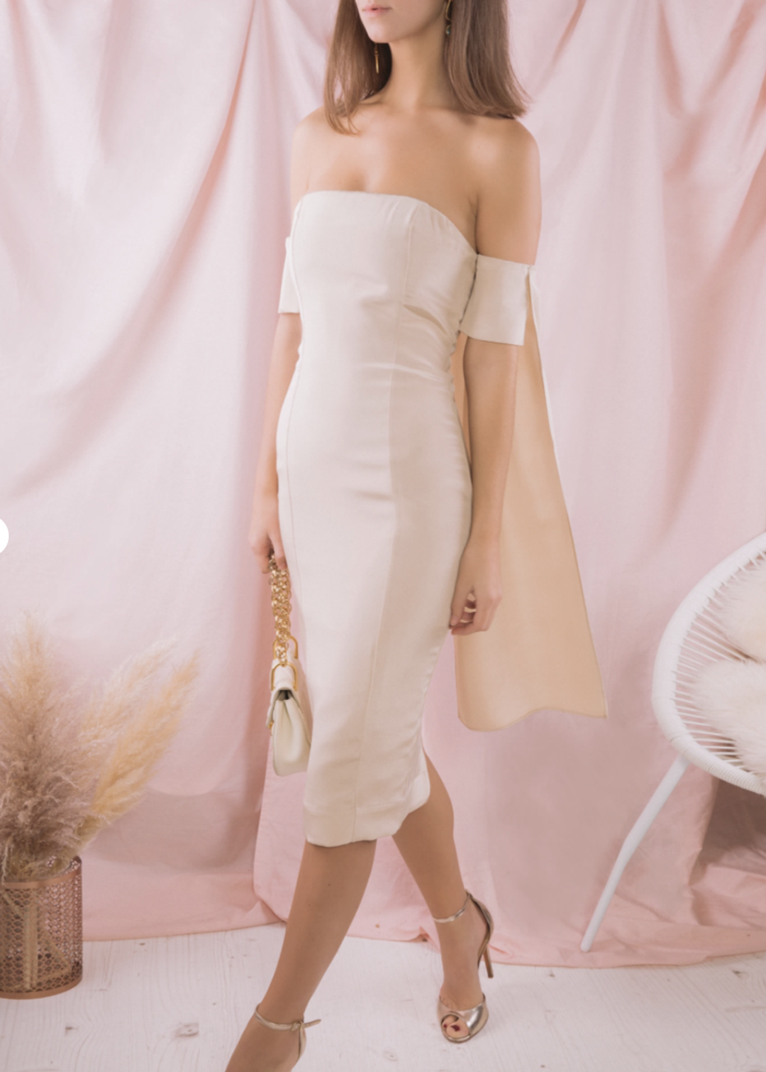 Misha Giselle Silk Dress Cream Size 8 for rent on The Volte - main image