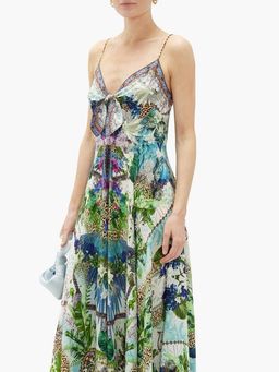 Camilla Leopard and Floral Print Silk Maxi Dress Green Size 10 for rent on The Volte - image 1