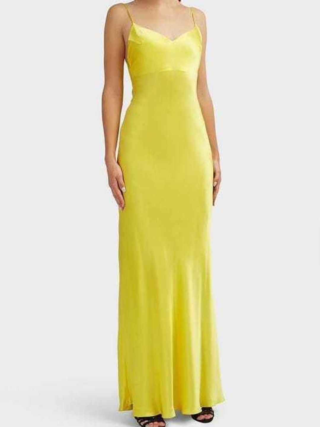 Rasario Draped Silk Slip Dress Yellow Size 6 for rent on The Volte - main image