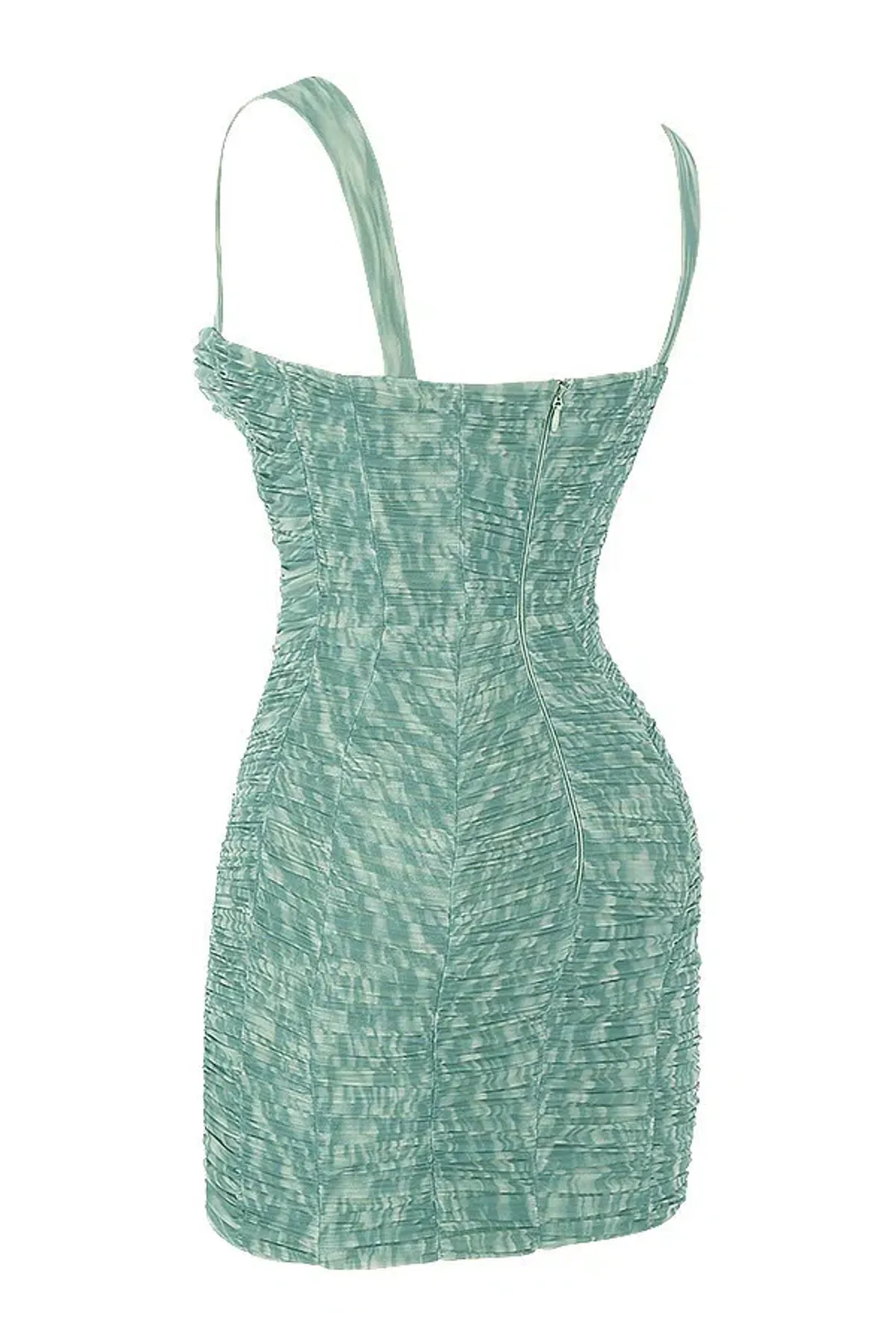 House of CB Cate Ivy Print Ruched Mesh Mini Dress Green Size M / Au 10 for rent on The Volte - main image