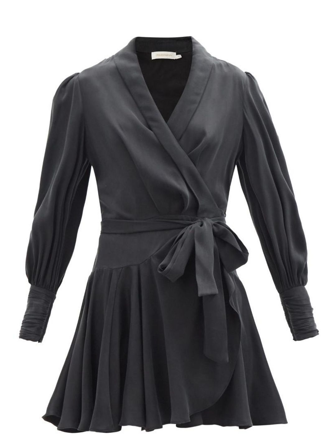 Zimmermann Belted Silk Wrap Mini Dress Black Size 8  for rent on The Volte - main image