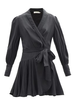 Zimmermann Belted Silk Wrap Mini Dress Black Size 8  for rent on The Volte - image 3