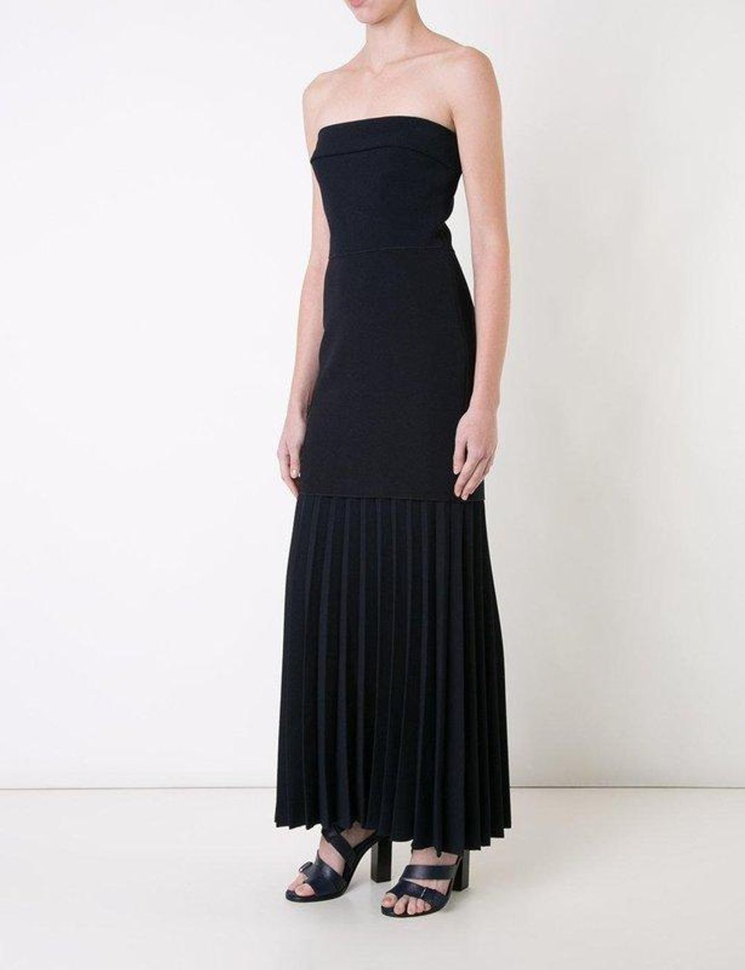 Dion Lee Linear Pleat Crepe Strapless Dress Black Size 10 for rent on The Volte - main image