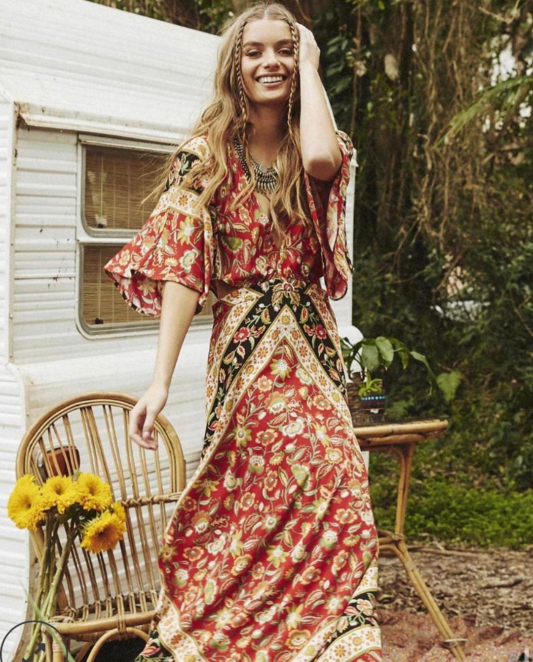 Spell and The Gypsy Lolita Cutout Dress Print Size 8 for rent on The Volte - main image