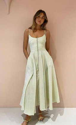 By Johnny Pistachio Stripe Sun Dress Print Size 14 for rent on The Volte - image 5