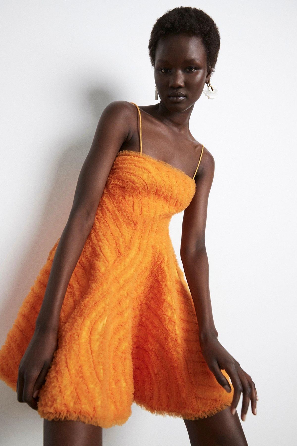 Aje Utopia Ruffle Mini Dress Orange Size 8 for rent on The Volte - main image