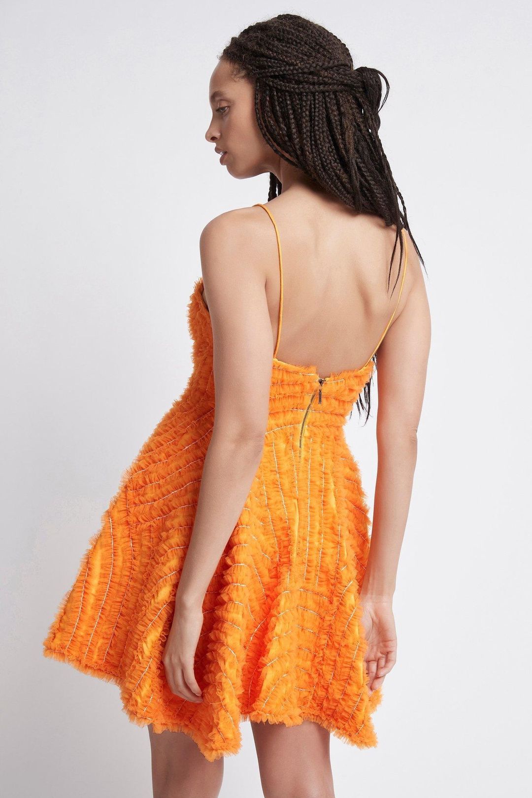 Aje Utopia Ruffle Mini Dress Orange Size 8 for rent on The Volte - main image