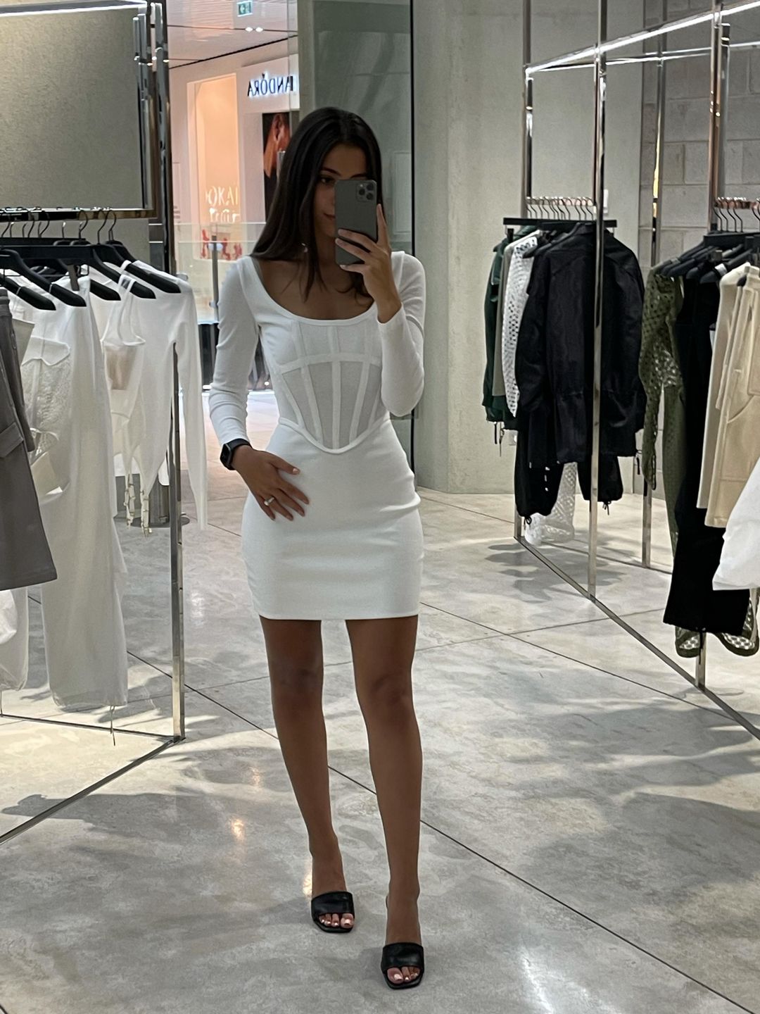 Dion Lee White Rib Corset Mini Dress White Size 8 for rent on The Volte - main image