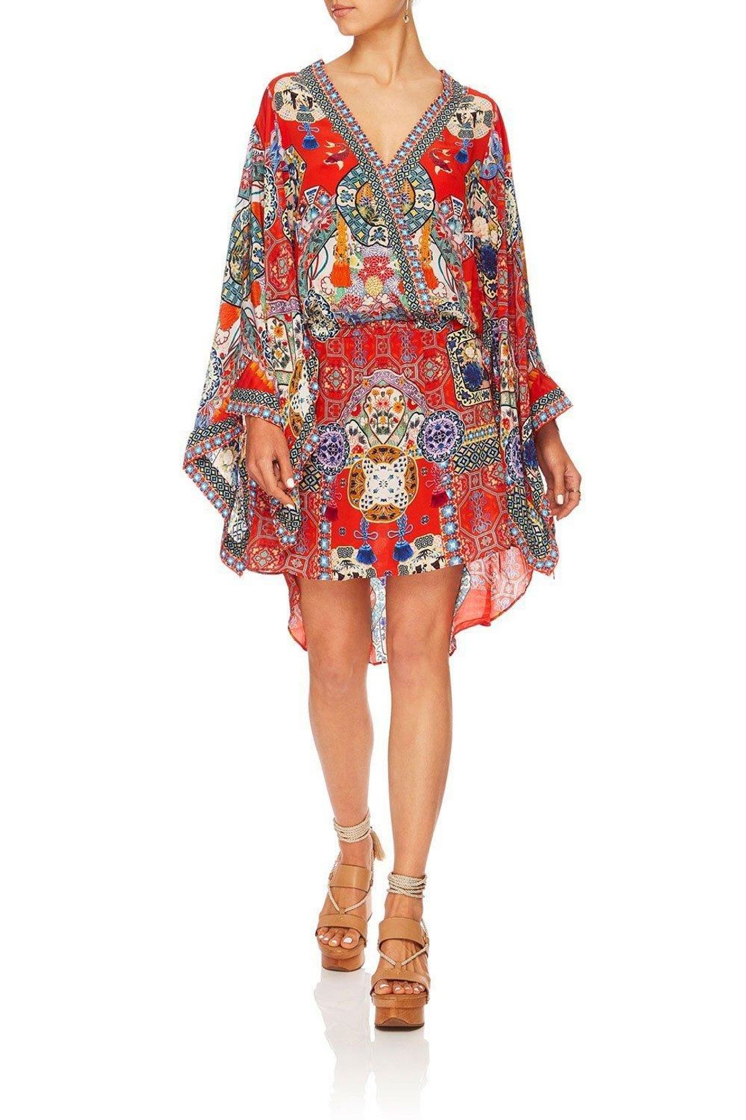 Camilla 'Found in Translation' V-neck Kimono Dress with Tie Size 14 for rent on The Volte - main image
