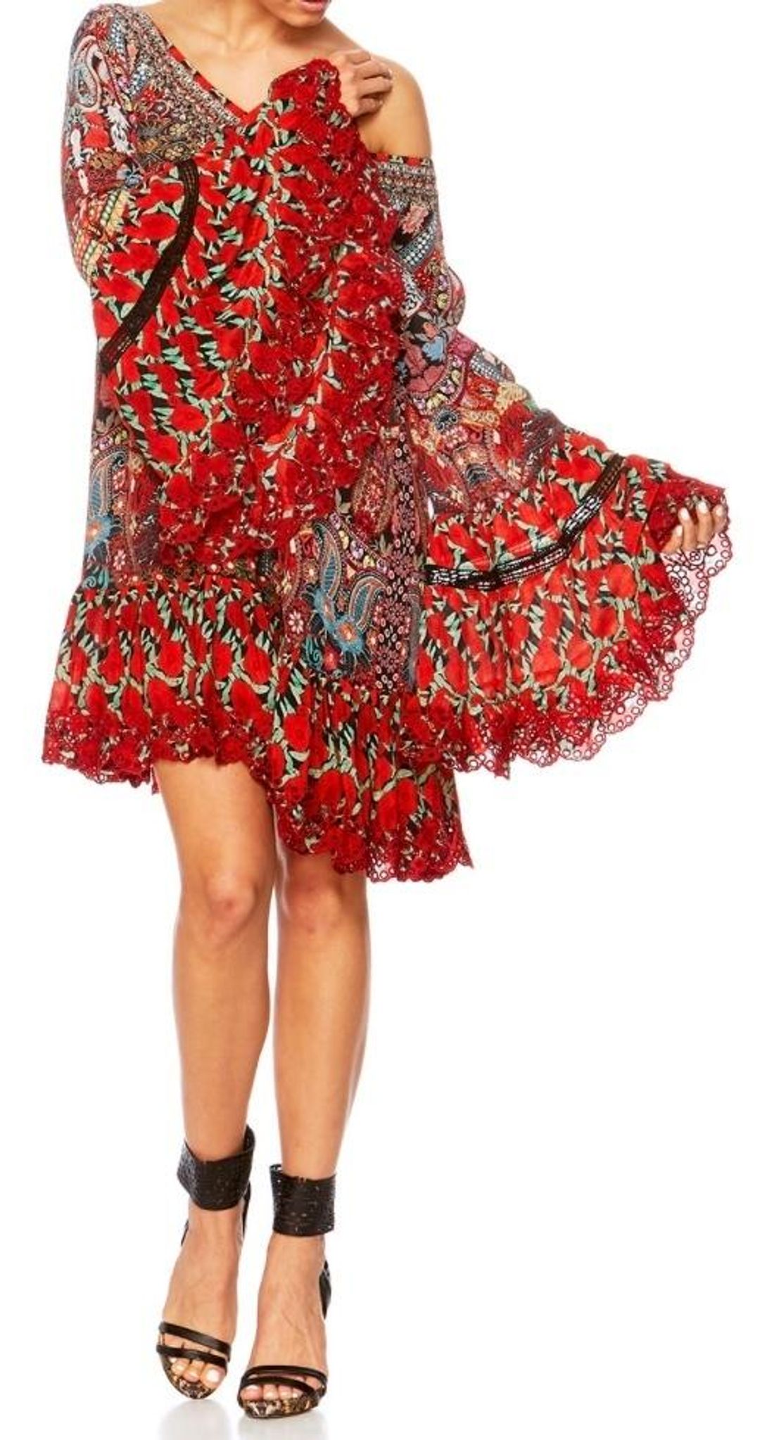 Camilla Queen Alika A Line Frill Dress Print Size 12 for rent on The Volte - main image