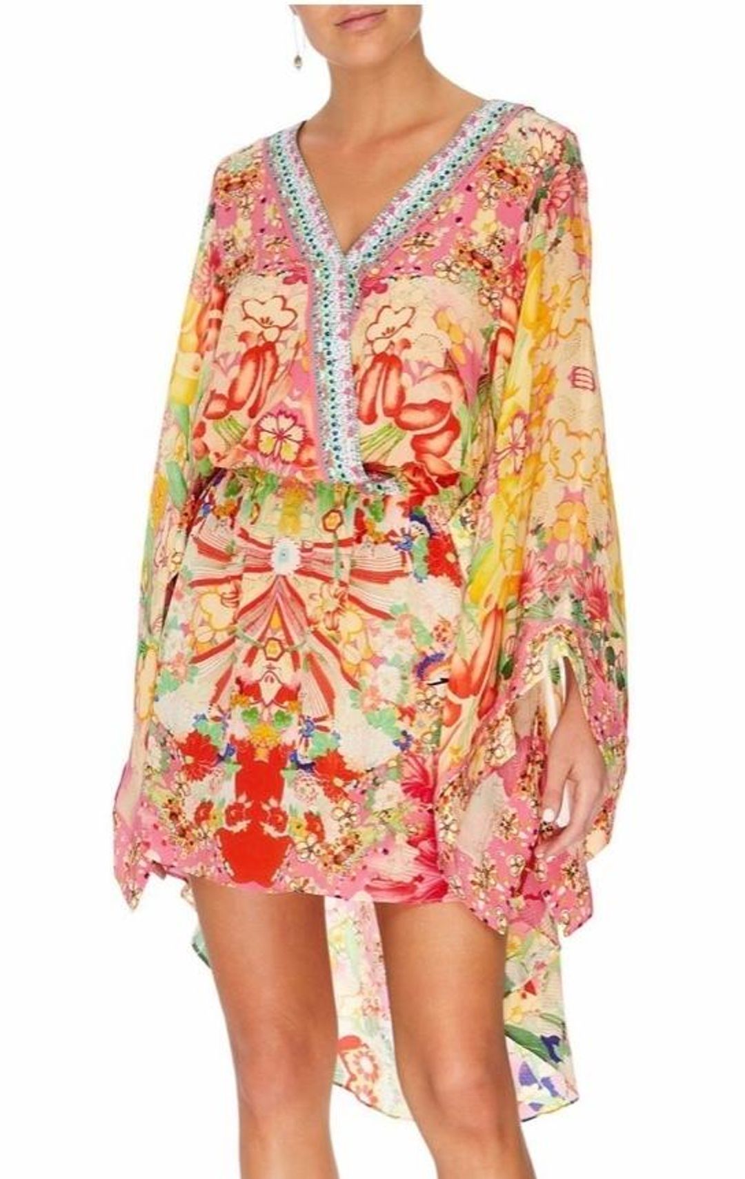 Camilla Kimono Kisses V neck Kimono Mini Dress With Tie Size 14 for rent on The Volte - main image