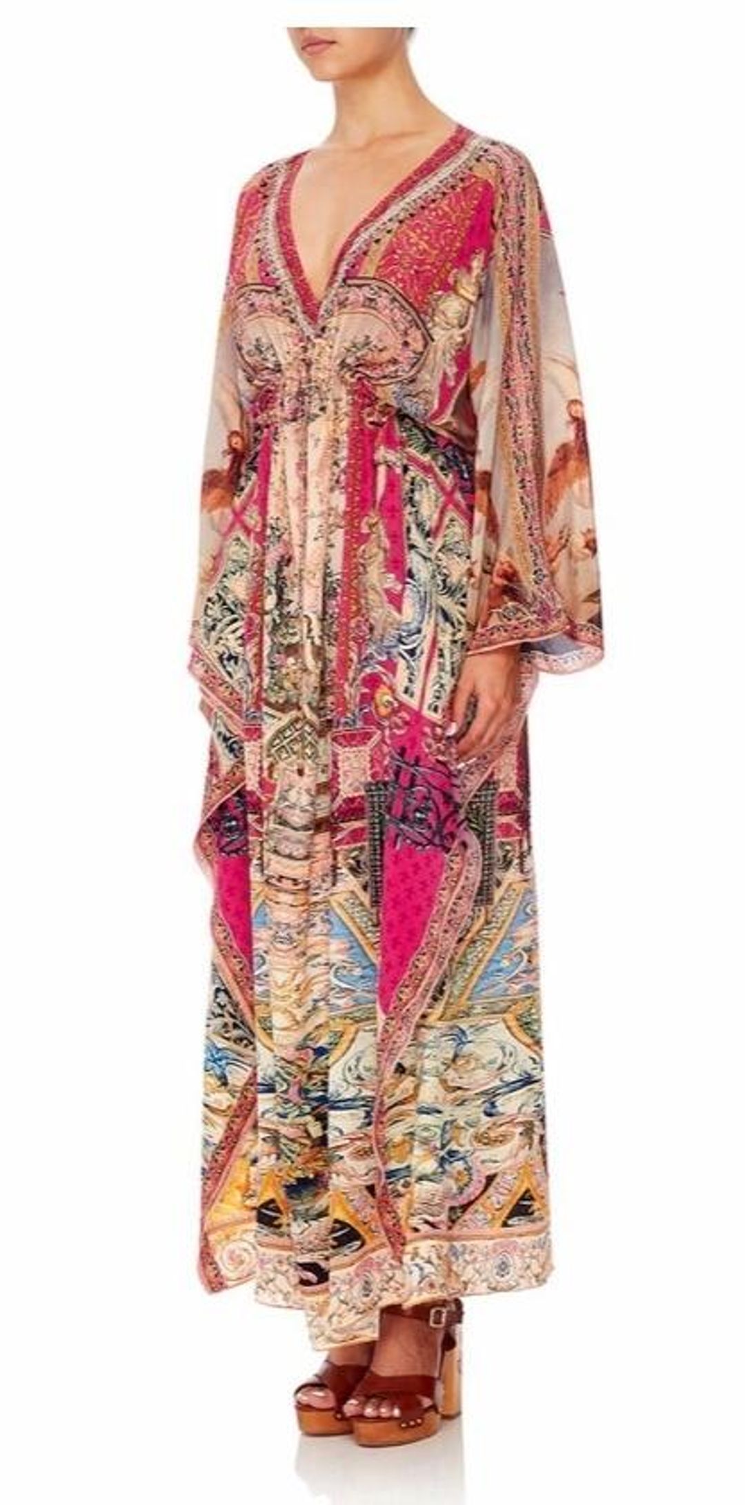 Camilla Lounge Hour V Neck Kaftan with Tie Waist One Size for rent on The Volte - main image